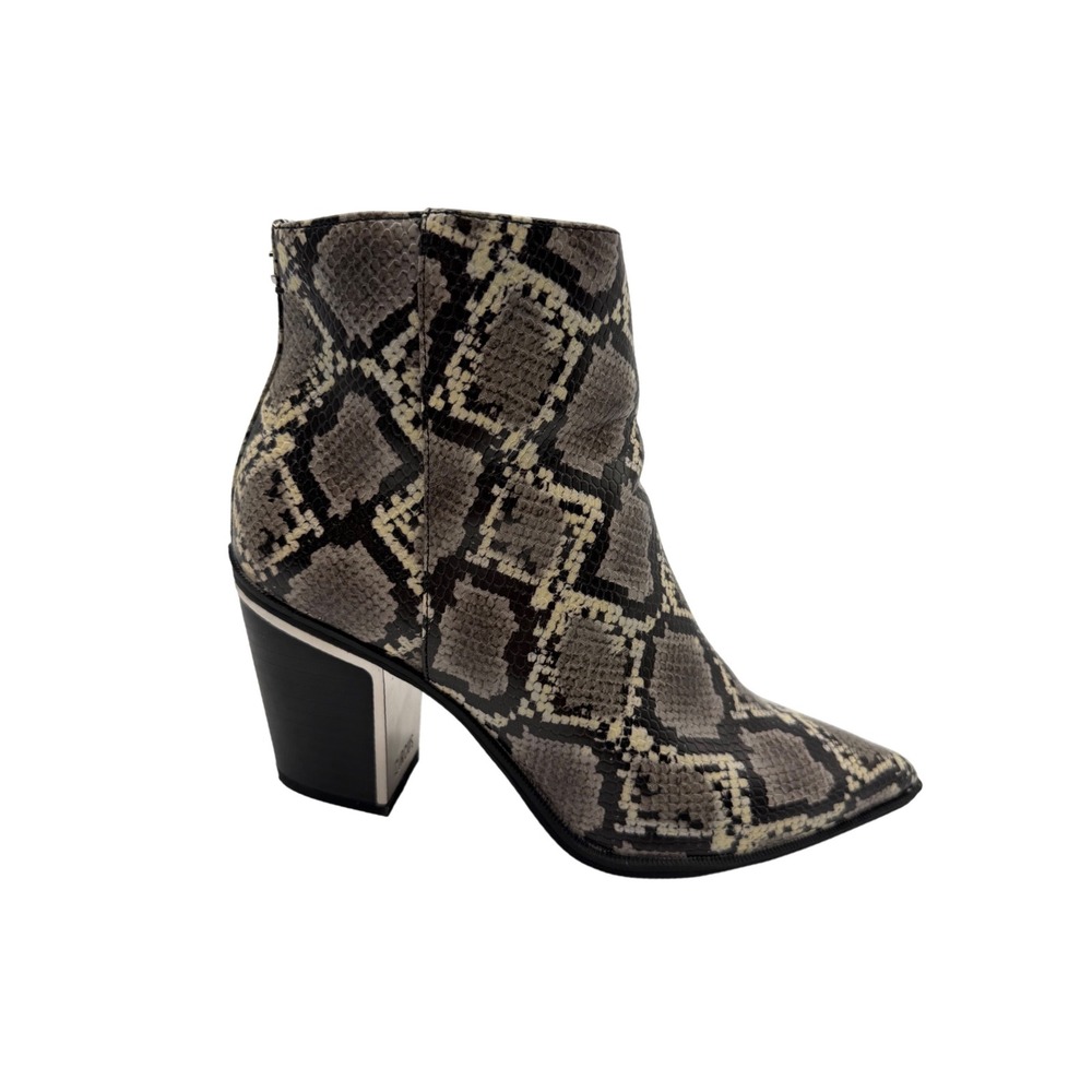 Circus by Sam Edelman Ankle Boots Womens 7.5 Grey Snakeskin Print Block Heel Zip